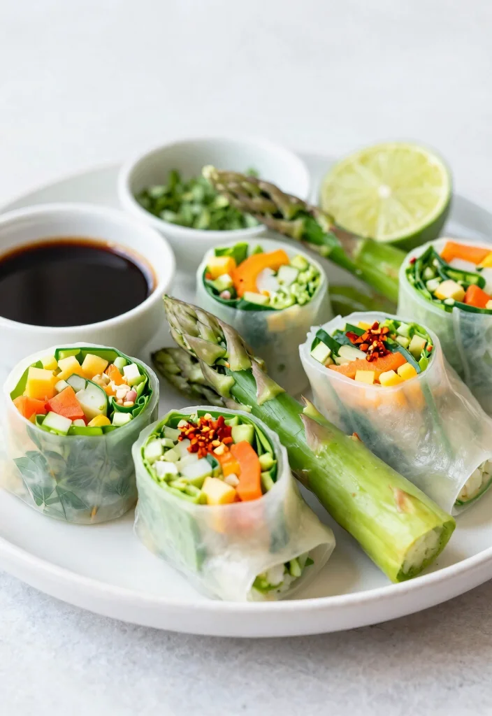 10 Vegan Asparagus Recipes for Fresh Light Seasonal Meals - 10. Asparagus and Rice Paper Rolls