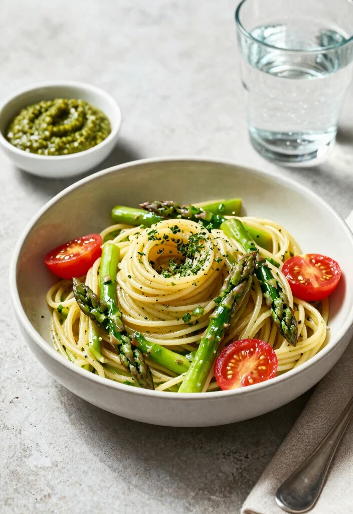 10 Vegan Asparagus Recipes for Fresh Light Seasonal Meals - 8. Asparagus Pesto Pasta