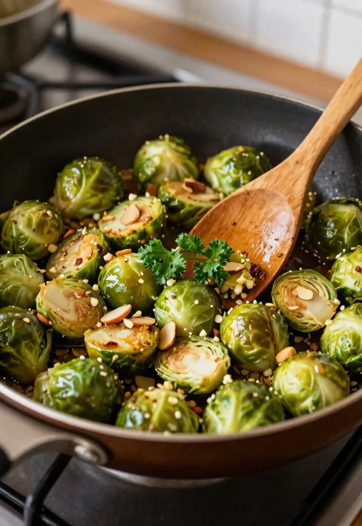 10 Vegan Brussels Sprout Recipes for Fresh Flavorful Sides - 3. Sautéed Brussels Sprouts with Garlic and Almonds