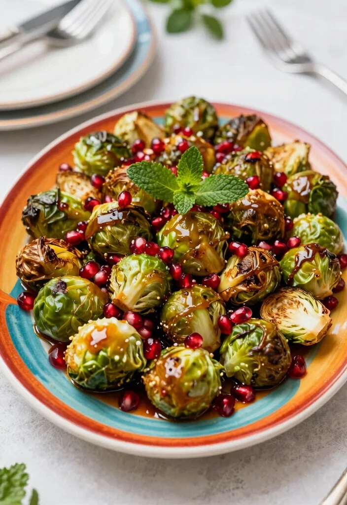 10 Vegan Brussels Sprout Recipes for Fresh Flavorful Sides - 4. Maple-Glazed Brussels Sprouts with Pomegranate Seeds