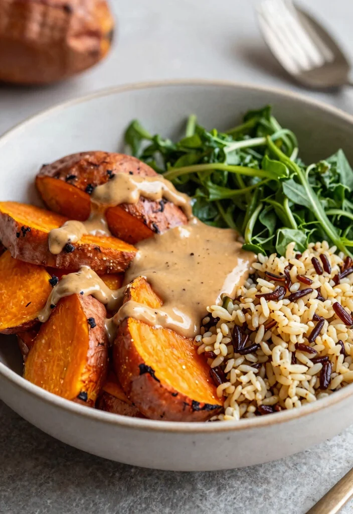 10 Vegan Wild Rice Recipes for Nutty Hearty Plant Meals - 7. Sweet Potato and Wild Rice Bowl