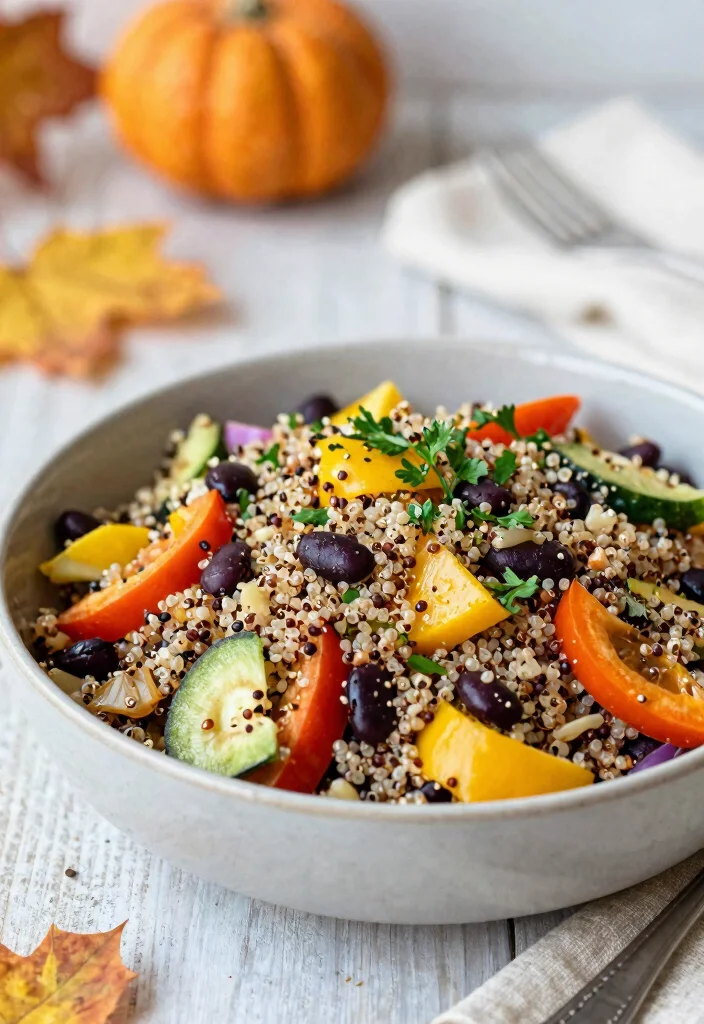 12 Cozy Vegan Fall Dinner Recipes with Seasonal Weeknight Flavor - 12. Quinoa and Black Bean Salad