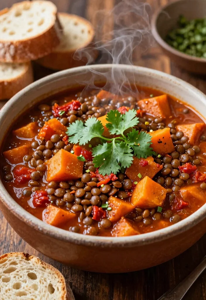 12 Cozy Vegan Fall Dinner Recipes with Seasonal Weeknight Flavor - 2. Hearty Lentil and Sweet Potato Chili