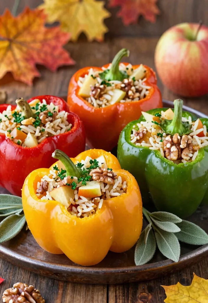12 Cozy Vegan Fall Dinner Recipes with Seasonal Weeknight Flavor - 8. Apple and Sage Stuffed Peppers