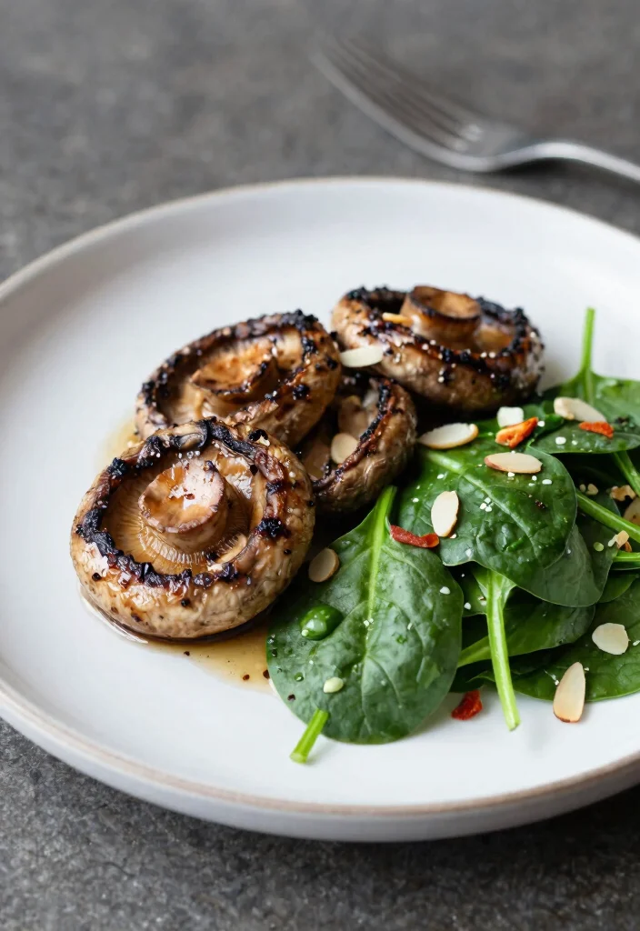 12 DASH Diet Dinner Recipes for Light Heart-Healthy Meals - 11. Grilled Portobello Mushrooms with Spinach Salad