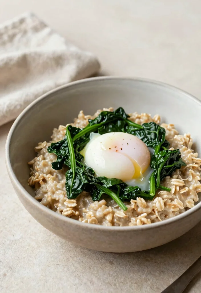 12 DASH Diet Dinner Recipes for Light Heart-Healthy Meals - 12. Savory Oatmeal with Spinach and Eggs