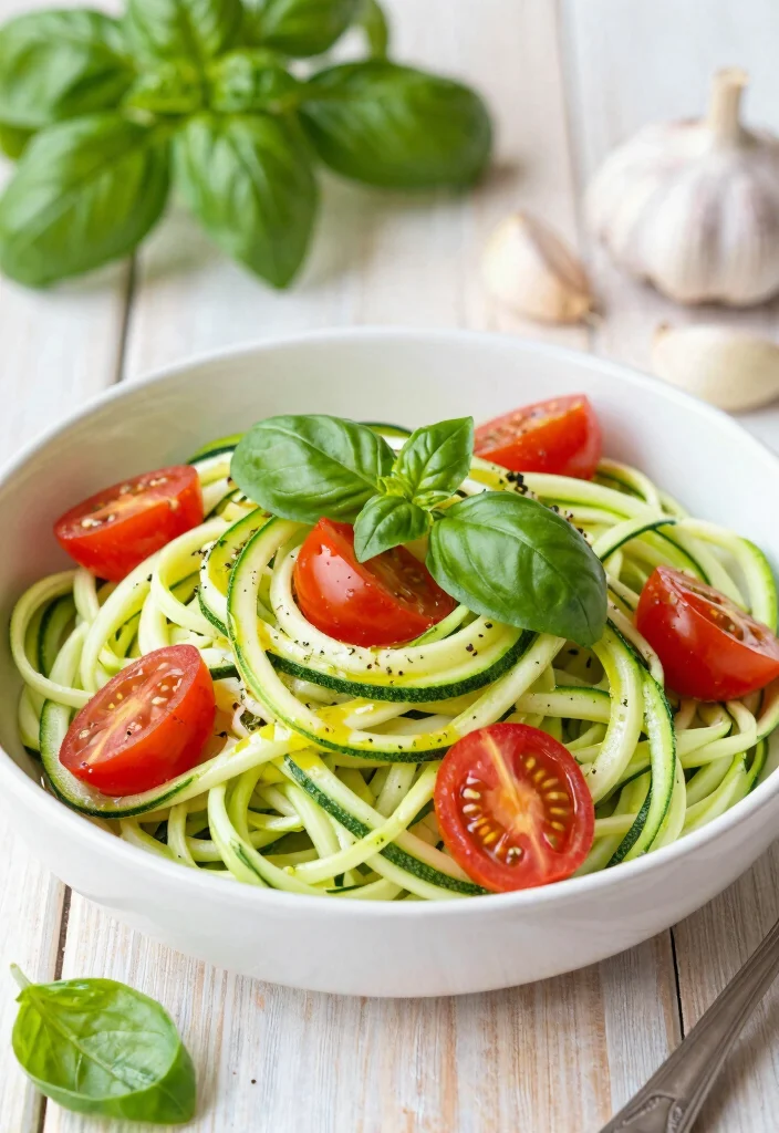 12 DASH Diet Dinner Recipes for Light Heart-Healthy Meals - 2. Zucchini Noodles with Tomato Basil Sauce