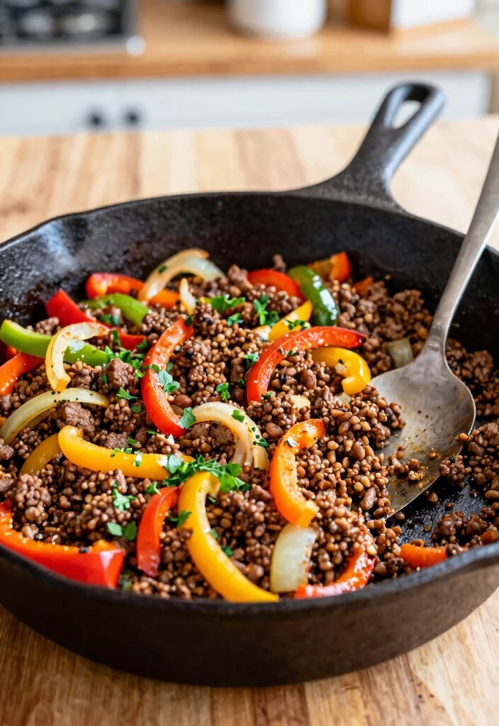 12 Ground Meat Dinner Recipes for Easy Budget-Friendly Meals - 1. One-Pan Ground Beef and Quinoa Skillet