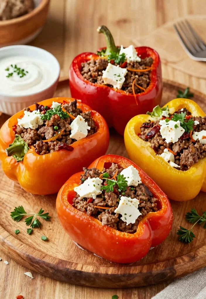 12 Ground Meat Dinner Recipes for Easy Budget-Friendly Meals - 6. Ground Lamb and Feta Stuffed Peppers