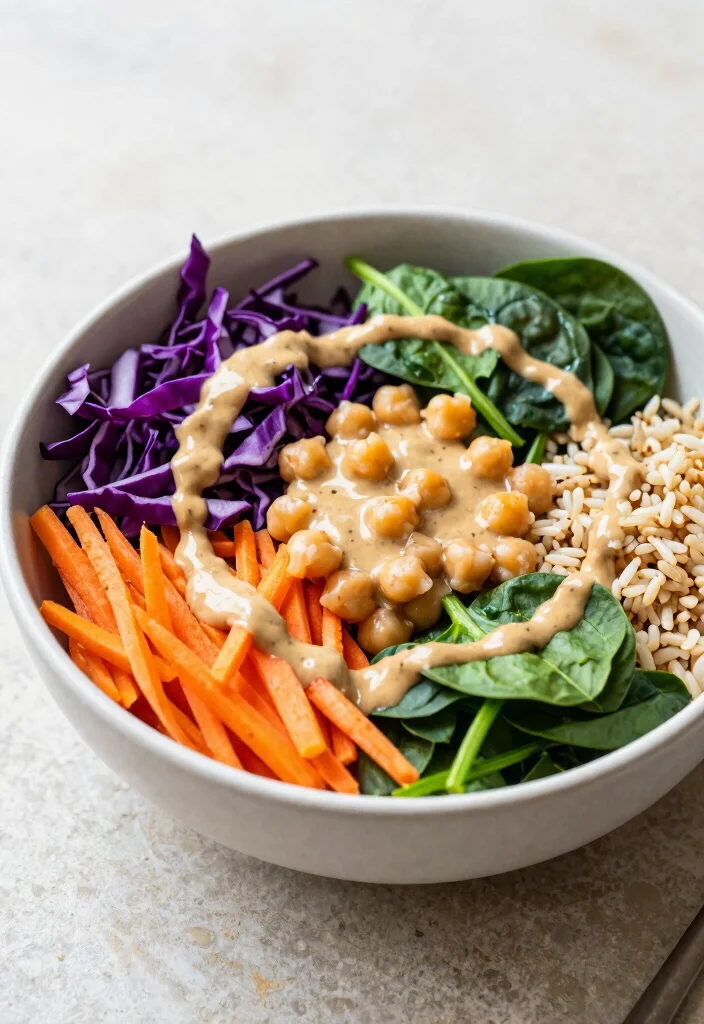 12 Healthy Aesthetic Recipes for Fresh Stylish Everyday Meals - 3. Rainbow Buddha Bowl with Tahini Dressing