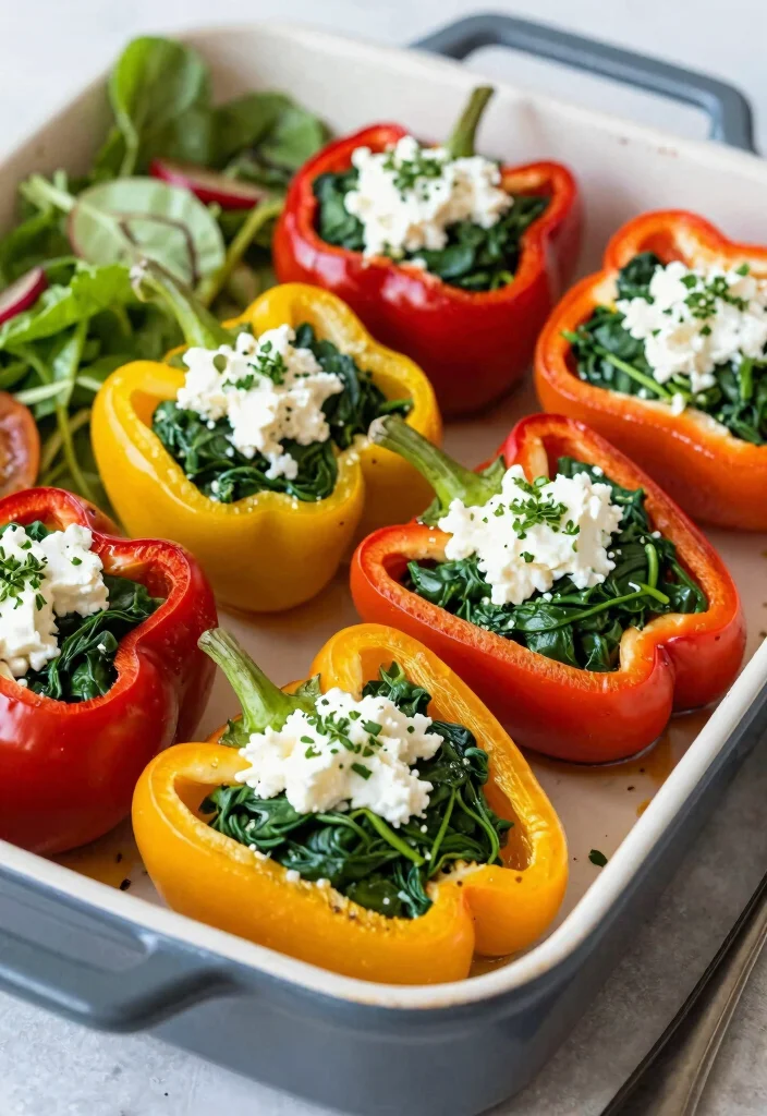 12 Healthy Aesthetic Recipes for Fresh Stylish Everyday Meals - 9. Spinach and Feta Stuffed Peppers