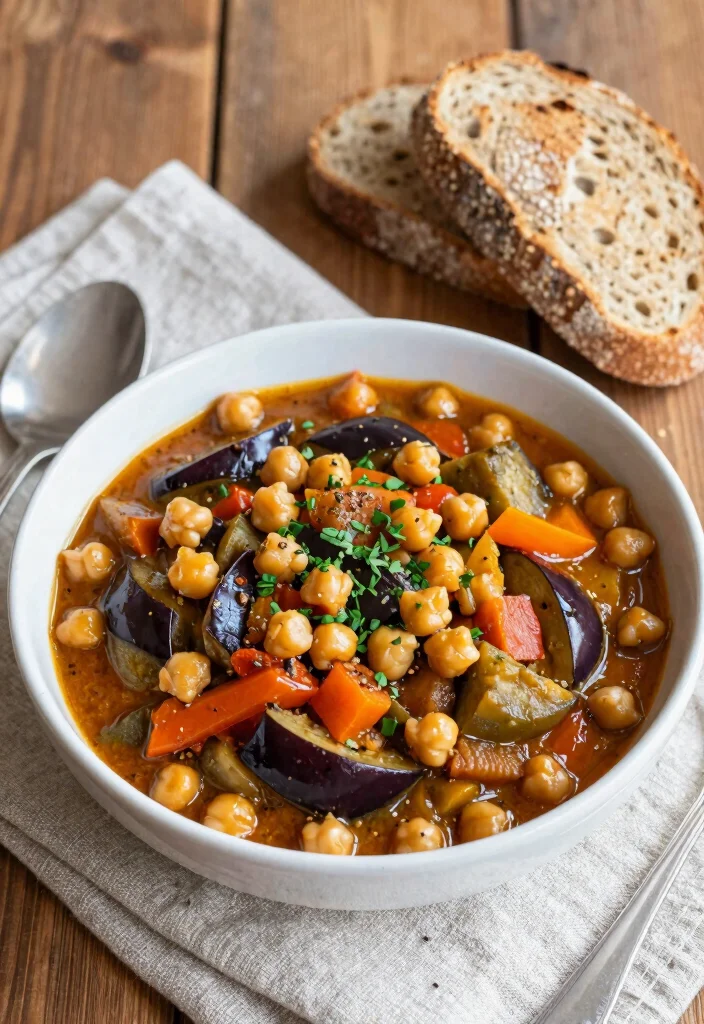 12 Healthy Eggplant Recipes for Light Flavorful Meals - 2. Eggplant and Chickpea Stew