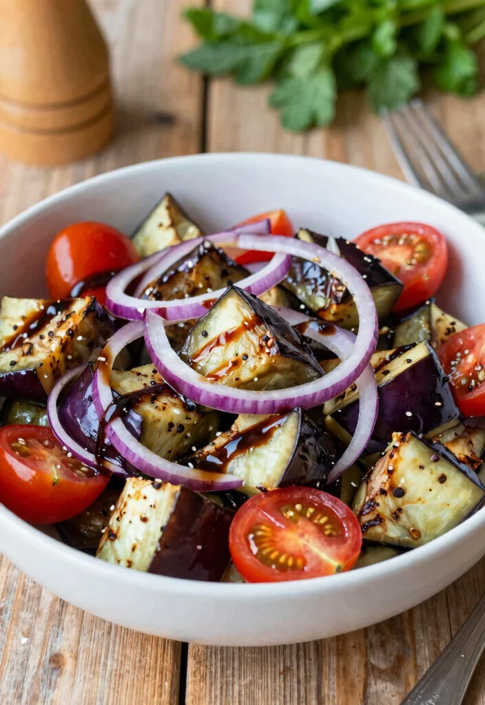 12 Healthy Eggplant Recipes for Light Flavorful Meals - 5. Eggplant and Tomato Salad