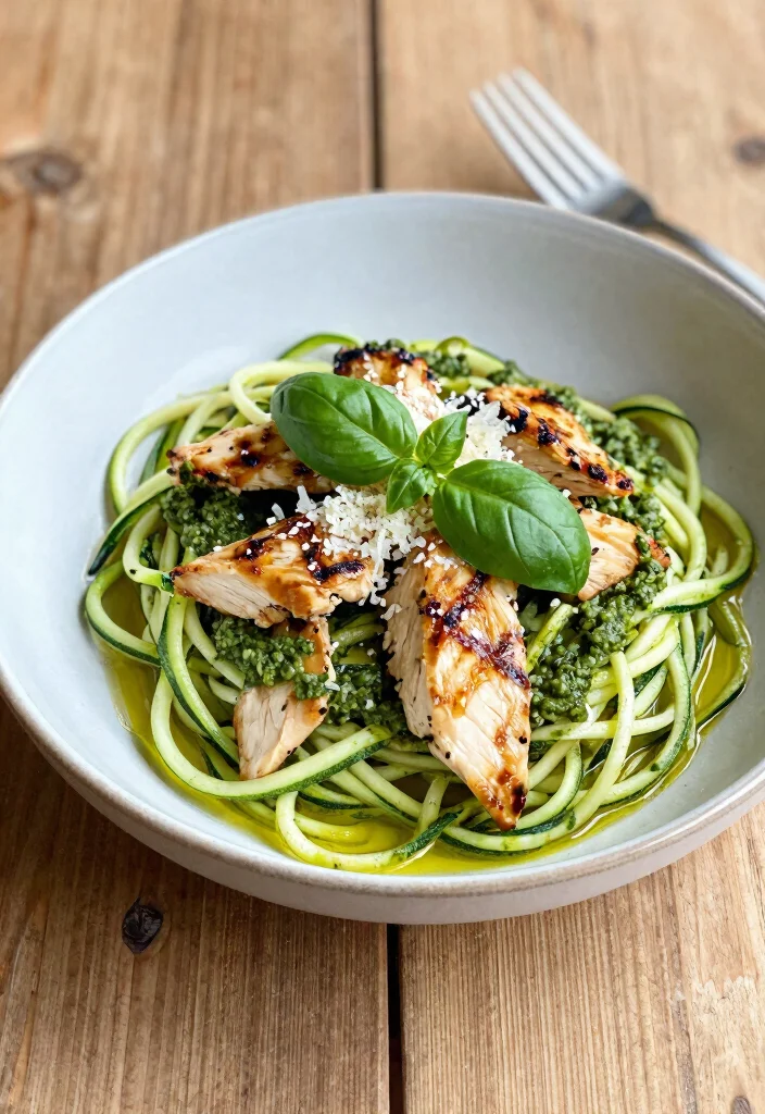 12 Keto Meal Prep Recipes for Easy Make-Ahead Low-Carb Meals - 1. Zucchini Noodles with Pesto and Chicken