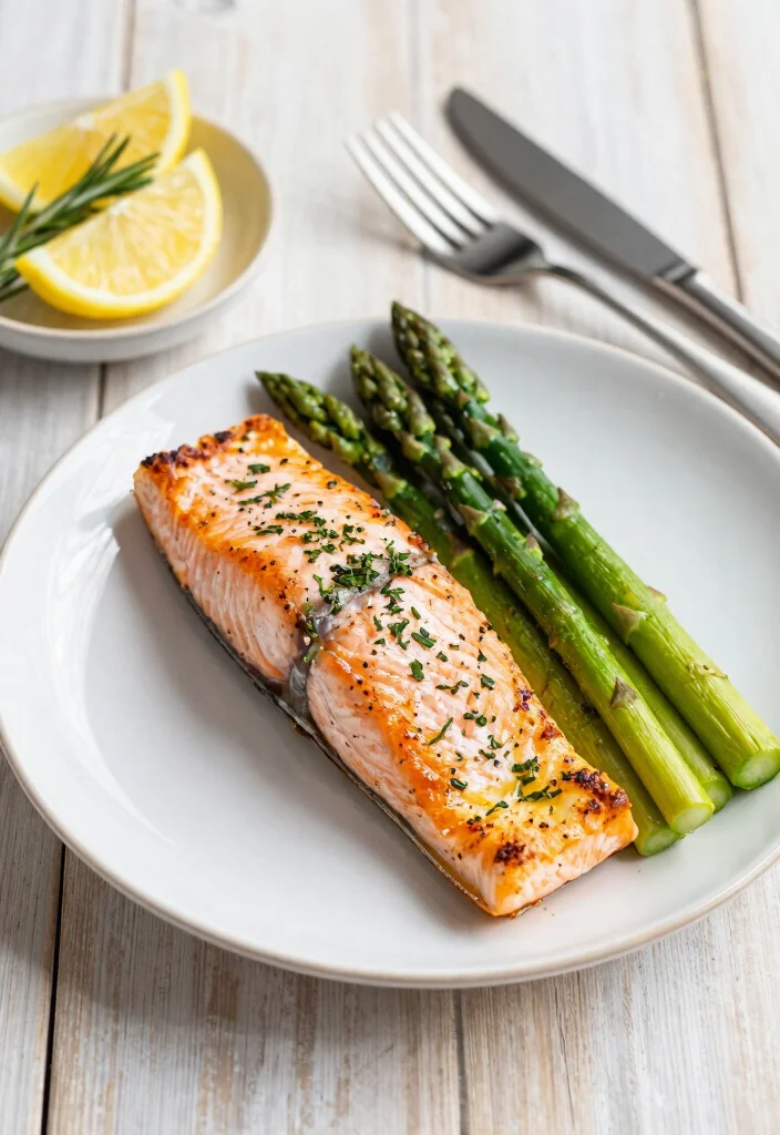 12 Lean Dinner Recipes for Light Balanced Weeknight Eating - 3. Baked Salmon with Asparagus