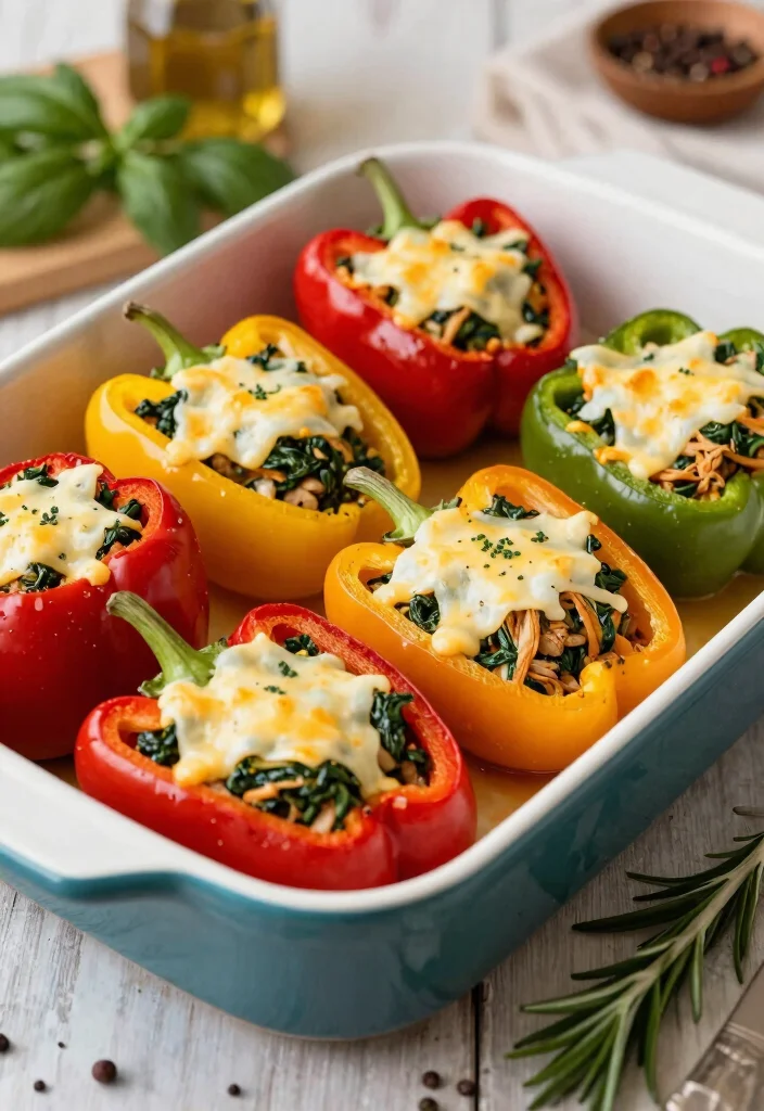 12 Lean Dinner Recipes for Light Balanced Weeknight Eating - 5. Turkey and Spinach Stuffed Peppers