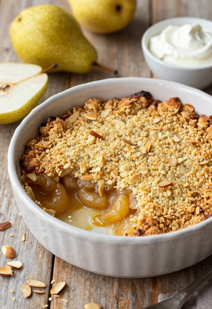 12 Light Healthy Dessert Recipes for Fresh Guilt-Free Sweets - 12. Pear and Almond Crumble