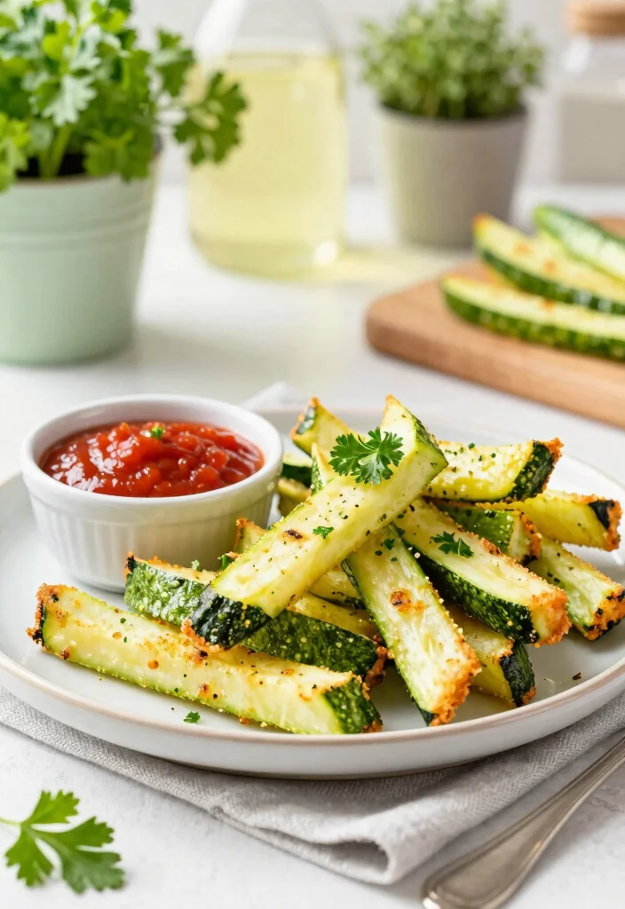 12 Vegan Air Fryer Recipes for Fast Light Crispy Meals - 2. Crunchy Air Fryer Zucchini Fries