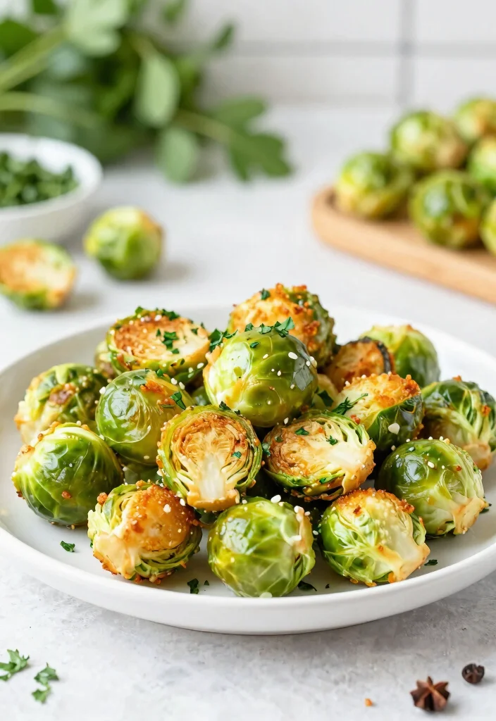 12 Vegan Air Fryer Recipes for Fast Light Crispy Meals - 5. Garlic Herb Air Fryer Brussels Sprouts