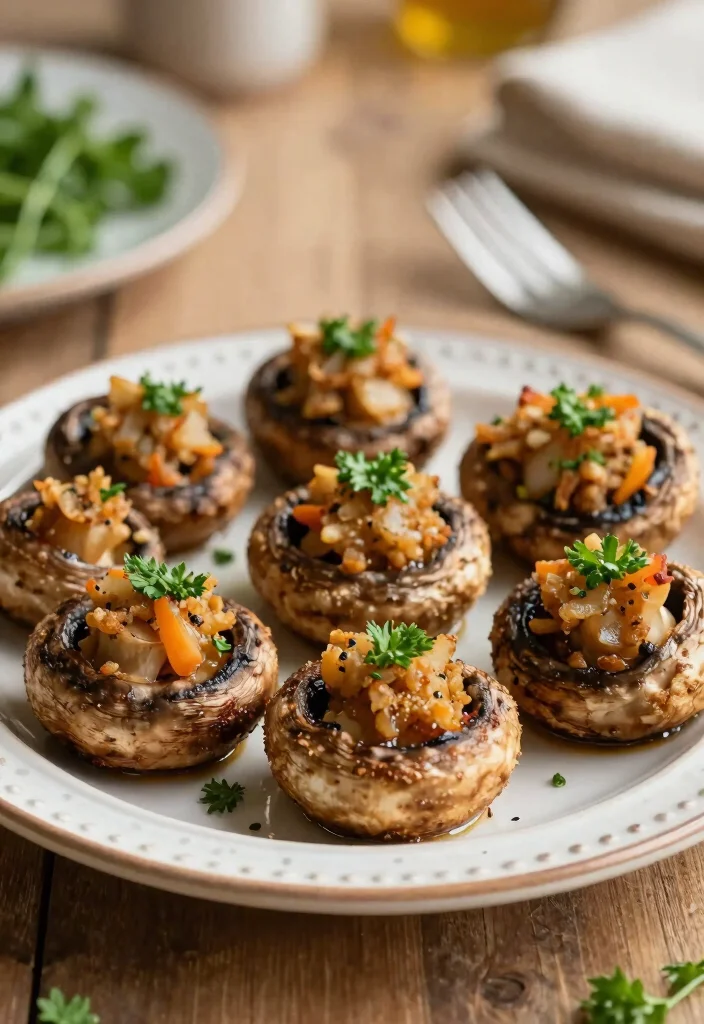 12 Vegan Air Fryer Recipes for Fast Light Crispy Meals - 6. Air Fryer Stuffed Mushrooms