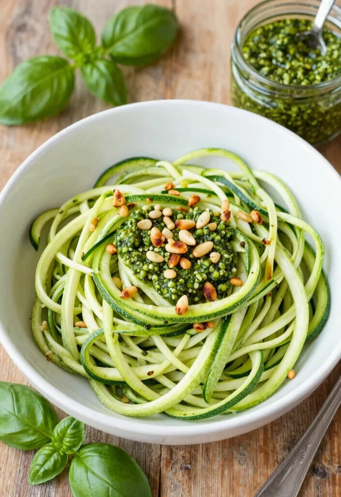 12 Whole-Food Vegan Recipes for Clean Nourishing Meals - 6. Zucchini Noodles with Pesto
