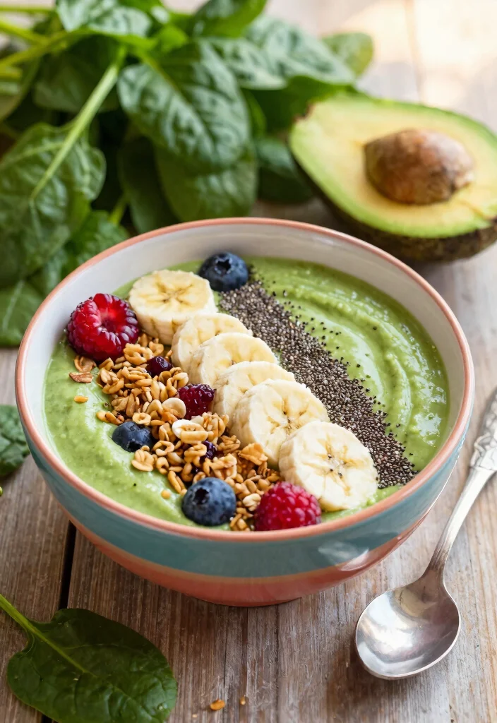14 Healthy Lunch Ideas Recipes for Simple Balanced Meals - 5. Spinach and Avocado Smoothie Bowl