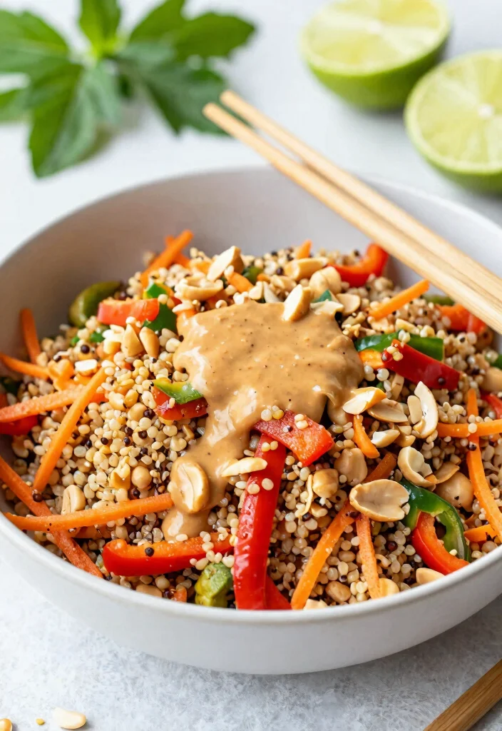 14 Healthy Lunch Ideas Recipes for Simple Balanced Meals - 8. Thai Peanut Quinoa Salad