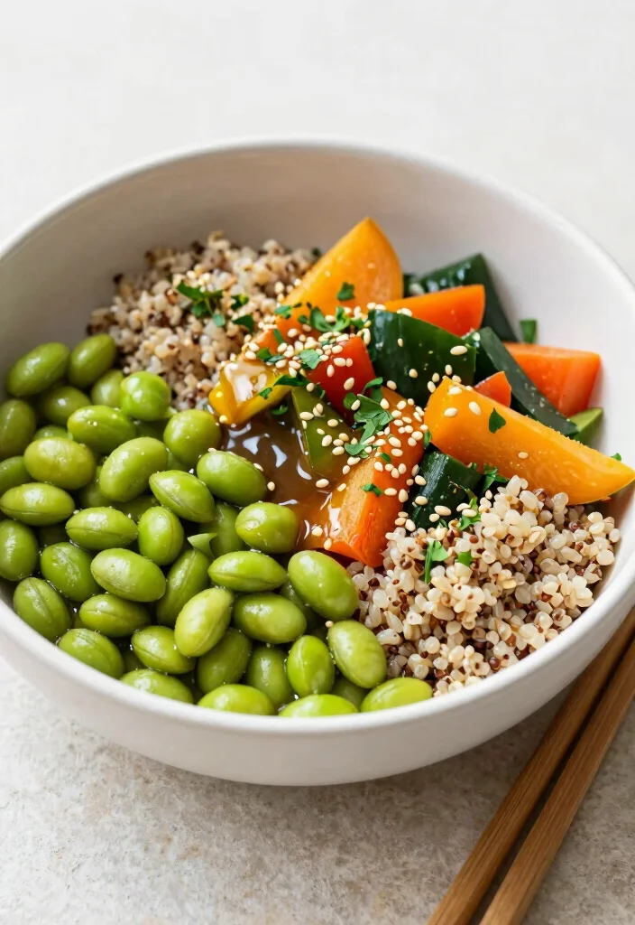 14 High-Protein Dinner Recipes for Easy Satisfying Meals - 10. Edamame and Quinoa Bowl