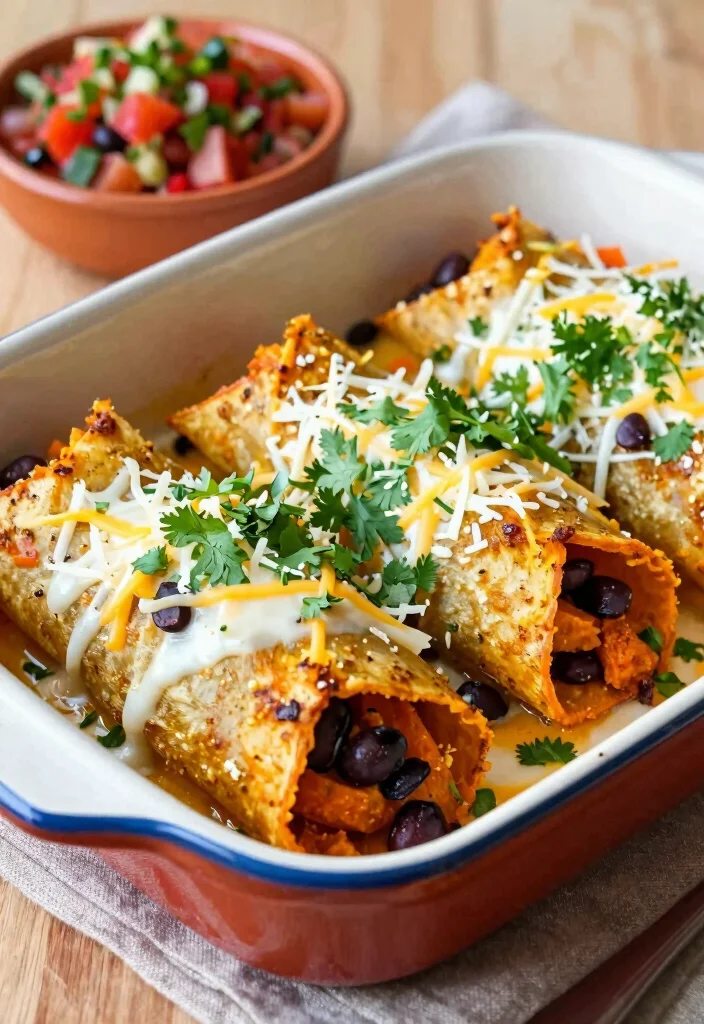 14 High-Protein Dinner Recipes for Easy Satisfying Meals - 11. Sweet Potato and Black Bean Enchiladas
