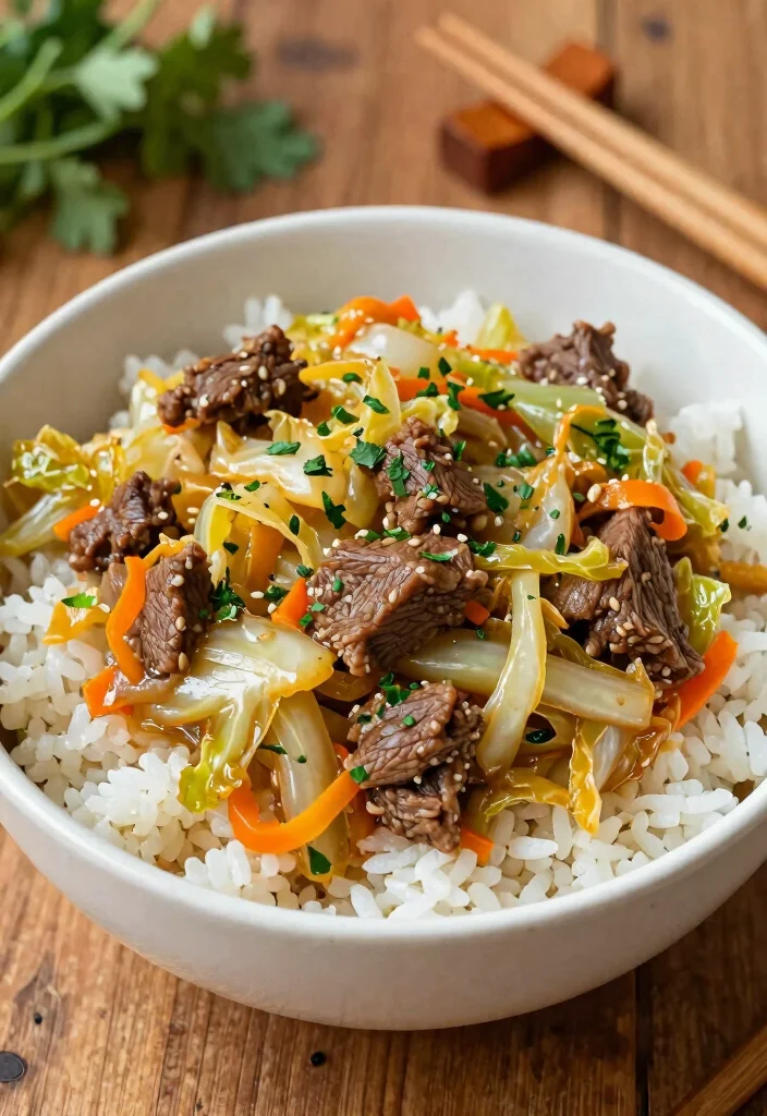 14 High-Protein Healthy Recipes for Easy Filling Meals - 11. Cabbage and Beef Bowl