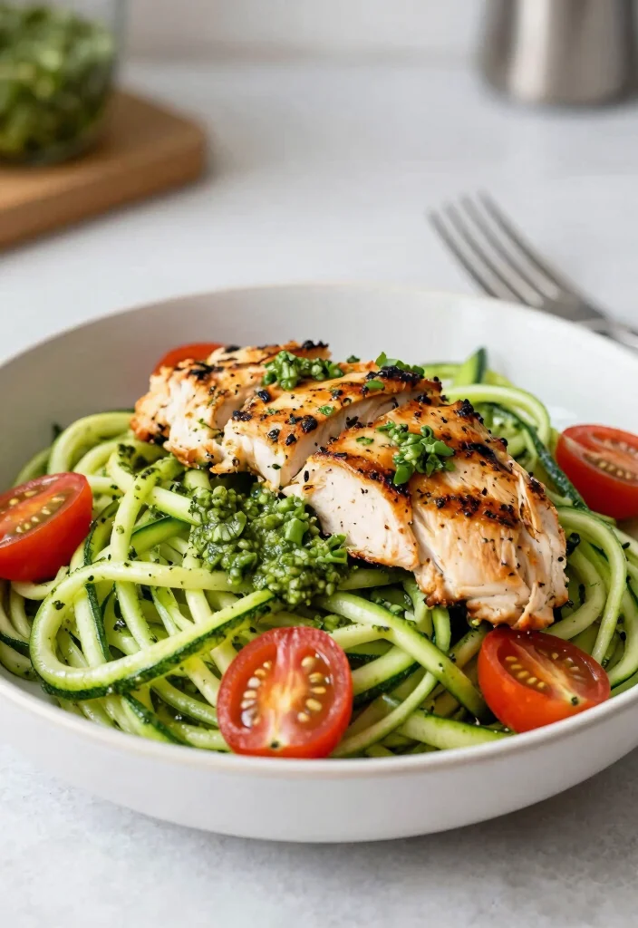 14 High-Protein Healthy Recipes for Easy Filling Meals - 14. Zucchini Noodles with Pesto